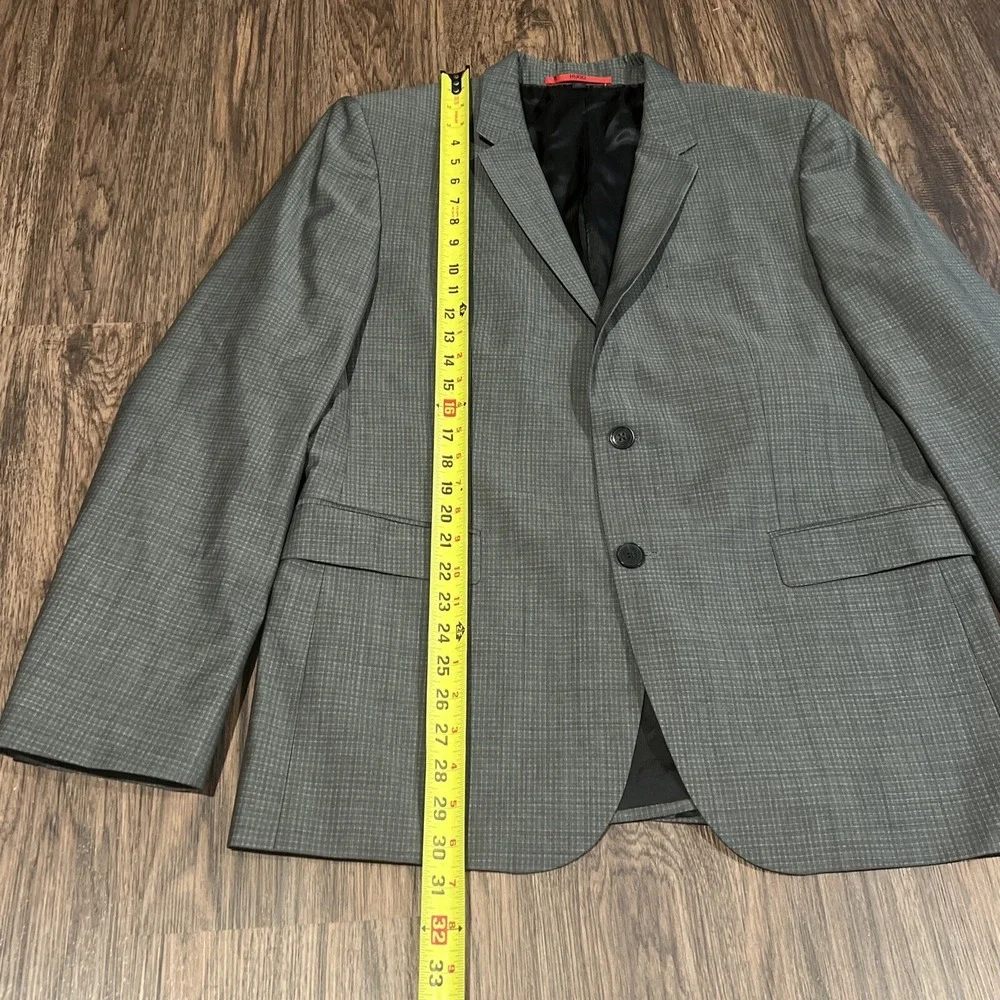 Hugo Boss AG Dieselstrasse 12 Striped Gray Super 120 Blazer Wool Mens 44R